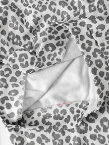 2pcs/Set Girls Gray Leopard Print Zip-Up Hooded Jacket & Pants Set, Cute Bow Detail Sportswear Fall Style 2026 - Multicolor - View 8