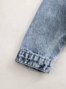 Girls' Autumn/Winter Casual Versatile All-Match Denim Jacket And Coat - Light Wash - View 8