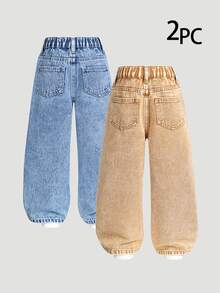 SHEIN Explorewe 2件裝女童牛仔褲 秋冬款 - 彩色 - 查看 2