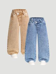 SHEIN Explorewe 2件裝女童牛仔褲 秋冬款 - 彩色 - 查看 5