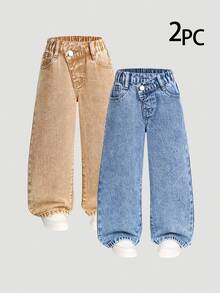 SHEIN Explorewe 2件裝女童牛仔褲 秋冬款 - 彩色 - 查看 3