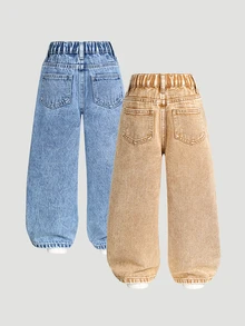 SHEIN Explorewe 2件裝女童牛仔褲 秋冬款 - 彩色 - 查看 4