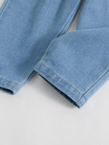 SHEIN Baby Girl Casual Ruched Waist Tapered Jeans Autumn Winter - Blue - View 6