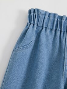 SHEIN Baby Girl Casual Ruched Waist Tapered Jeans Autumn Winter - Blue - View 5