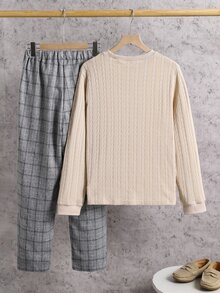 Setelan Baju Remaja Laki-Laki Lengan Panjang, Musim Panas, Halloween, Natal, Sweater Atasan Bertekstur Pesta Malam Sekolah Menengah Atas Putih Hitam Lucu - Coklat - View 2