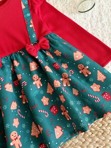 LMoss Kids Gaun Kasual Rajut Warna Polos untuk Bayi Perempuan, Leher Bulat, Hiasan Ruffle, dan Hem Tenun, Cocok untuk Natal, Model Musim Gugur Terbaru - MultiWarna - View 6