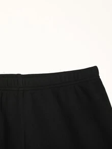 SHEIN 青少年女孩寬鬆版豹紋秋季衛衣運動褲套裝，內層保暖，2件套 - 淺灰色 - 查看 10