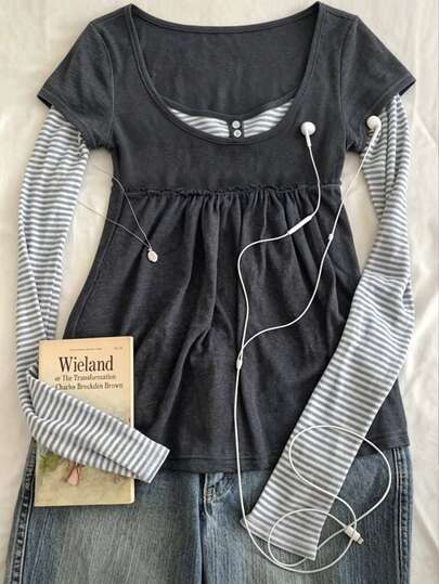 IslaSuriya Ženski jesenski casual 2-v-1 top