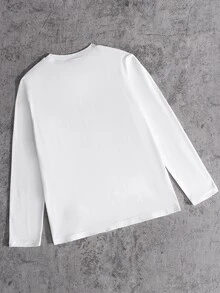 Boys' Casual Colorblock Striped Print Crew Neck Long Sleeve T-Shirt, Suitable For Spring/Autumn Daily Casual Wear, Comfortable Fabric, Fashionable Fit, New Autumn/Winter Style, Suitable For Multiple Seasons And Occasions - White - View 2
