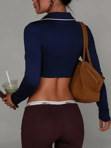 Slayform Women's Colorblock Casual Versatile Daily Travel Sports Jacket - Blue and White - View 2
