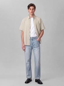 Colvenic Men's Light Wash Denim Jeans, Vintage Washed Mid-Waist Denim Long Pants, Retro Casual Trousers - Blue - View 4