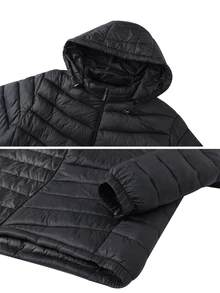 Gym Rark Men's Winter Ribbed Hooded Padded Coat, Thick Padded Coat, Stand Collar Cardigan Jacket - Black - View 4