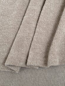 Feyla New Design Hollow Neckline Asymmetrical Hem Split Thick Fleece Knit Base Layer Set - Khaki - View 8