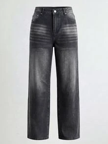 RivetRise Casual Commuter Men's Loose Fit Wide Leg Classic Denim Jeans - Black - View 8