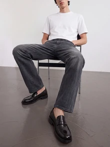 RivetRise Casual Commuter Men's Loose Fit Wide Leg Classic Denim Jeans - Black - View 7