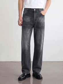 RivetRise Casual Commuter Men's Loose Fit Wide Leg Classic Denim Jeans - Black - View 2