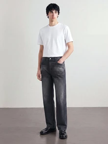 RivetRise Casual Commuter Men's Loose Fit Wide Leg Classic Denim Jeans - Black - View 6