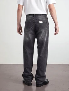 RivetRise Casual Commuter Men's Loose Fit Wide Leg Classic Denim Jeans - Black - View 3