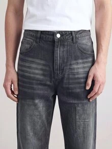 RivetRise Casual Commuter Men's Loose Fit Wide Leg Classic Denim Jeans - Black - View 4