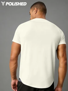 Acti Log Manfinity Fitness Boyfriend Style Men Solid Raglan Sleeve Sports Tee  Workout Tops  Workout Tops Basic T Shirt  Basketball  Jersey Boyfriend Style Men, Fitted Short Sleeve Active Tops Workout Tops Breathable - Apricot - View 9