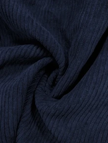SHEIN Gaun Midi Tanpa Lengan dengan Kancing Setengah Terbuka dan Leher V dari Bahan Korduroi Warna Polos untuk Wanita, Musim Gugur/Dingin - Navy Blue - View 5