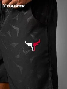 Acti Log Men's Elastic Waist Drawstring Pocket Split Ox Head Pattern Sports Shorts Men S Running Shorts Athletic Shorts For Men Sports Shorts For Men Workout Clothes Running Shorts - Multicolor - View 9