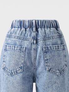 Young Girl Bow Front Straight Leg Jeans Autumn Winter - Medium Wash - View 7