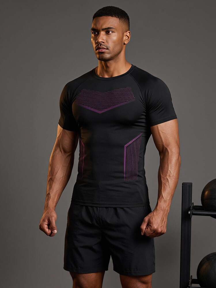 Coreblaze Men's Short Sleeve Slim Fit Fitness Sports T-Shirt, Gym - Black - View 1