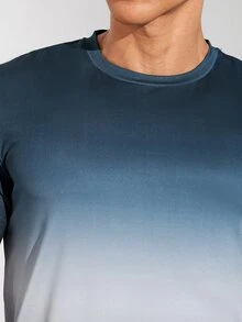 Coreblaze Boyfriend Style Men's Short Sleeve Round Neck Everyday Fitness Sports T-Shirt With Gradient Color, All Seasons - Multicolor - View 8