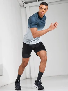 Coreblaze Boyfriend Style Men's Short Sleeve Round Neck Everyday Fitness Sports T-Shirt With Gradient Color, All Seasons - Multicolor - View 6
