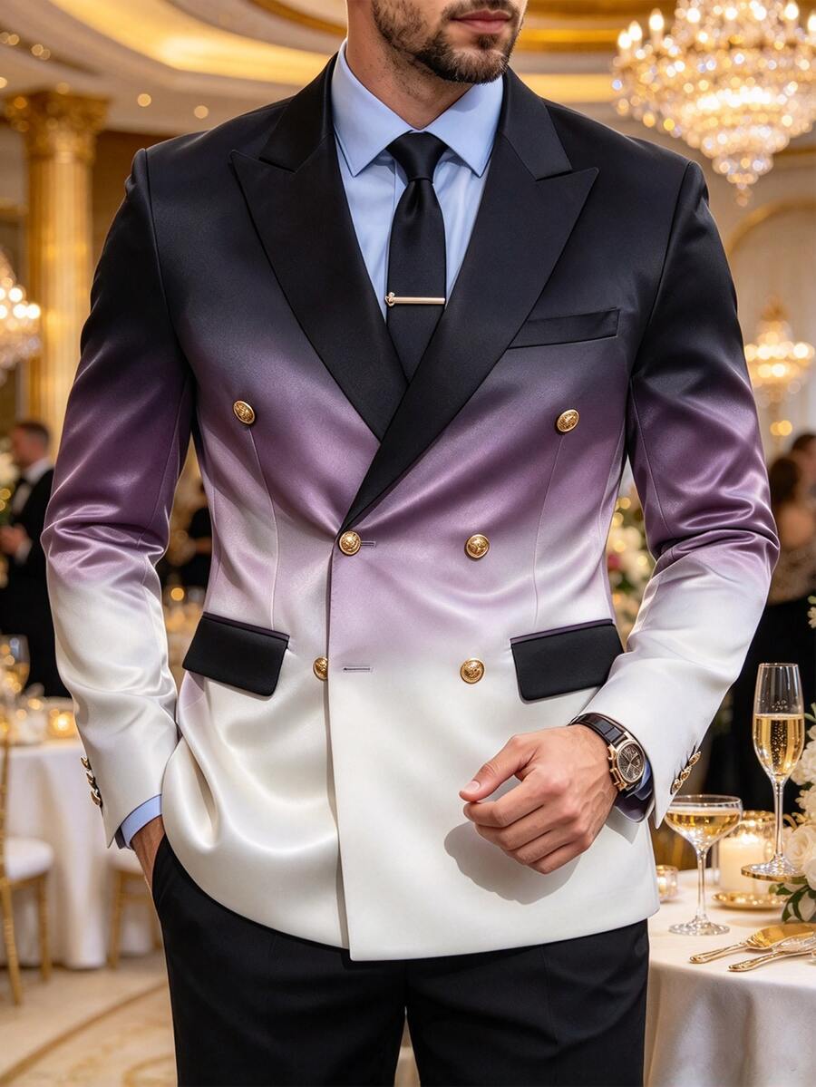 Calvornis Men's Winter Jacket, Stylish Casual Gradient Suit Jacket, Suitable For Banquets, Weddings, And Hosting Formal Events - Multicolor - View 1