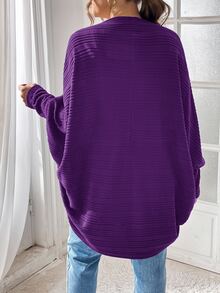 Shapeblank Plus Size Solid Color Minimalist Baggy Casual Elegant Long Sleeve Jacket, Versatile For Daily Wear Formal Teacher Pearl Autumn Fall Club Party Purple - Purple - View 4