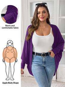 Shapeblank Plus Size Solid Color Minimalist Baggy Casual Elegant Long Sleeve Jacket, Versatile For Daily Wear Formal Teacher Pearl Autumn Fall Club Party Purple - Purple - View 2