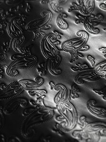 ROMWE MEN Men's Loose Fit PU Leather Jacket With Paisley Pattern - Black - View 3