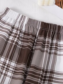Teen Boy Knight Print Long Sleeve Top And Plaid Long Pants Loungewear - Multicolor - View 7