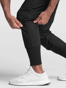 Coreblaze Men Drawstring Waist Sports Pants Sweat Pants - Black - View 4