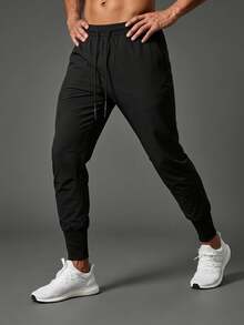 Coreblaze Men Drawstring Waist Sports Pants Sweat Pants - Black - View 1
