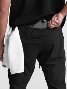 Coreblaze Men Drawstring Waist Sports Pants Sweat Pants - Black - View 2