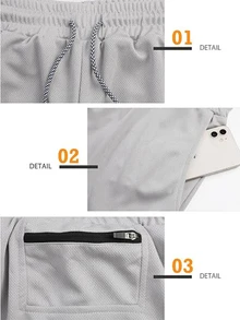 Coreblaze Men's Drawstring Waist Casual Versatile Daily Travel Sports Shorts - Grey - View 3