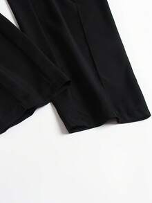 Femmeverse Plus Size Casual Straight Leg Solid Color Formal Pants Graduation,Back To School,Teacher Outfits For Women Winter Fall Autumn - Black - View 6