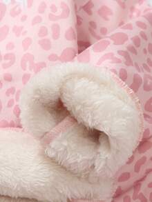 Elladie kids 女童粉色豹紋 Centaur 內層保暖加厚運動衫與寬腿褲 2 件套，甜美休閒秋冬日常上學穿搭 - 粉色 - 查看 4
