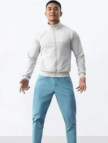 Coreblaze Boyfriend Style Men Letter Graphic Raglan Sleeve Zipper Up Stand Collar Sports Jacket Workout Tops Sports Jacket - White - View 3