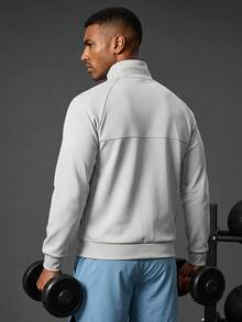 Coreblaze Boyfriend Style Men Letter Graphic Raglan Sleeve Zipper Up Stand Collar Sports Jacket Workout Tops Sports Jacket - White - View 1