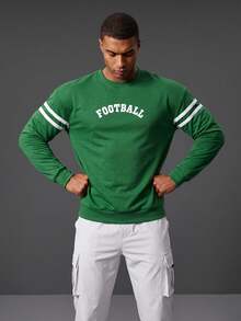 Coreblaze Boyfriend Style Men Simple Letter Printed Round Neck Long Sleeve Sports Sweatshirt Boyfriend Style Men Sweatshirt - Green - View 1