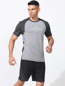 Coreblaze T-shirt de sport à manches courtes simple et décontracté de style boyfriend avec couleurs contrastées pour hommes. Chemise de compression pour hommes. - Noir - Voir 5