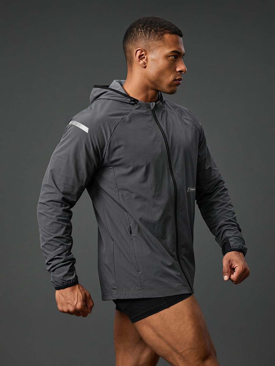 Coreblaze Boyfriend Style Men's Drawstring Hooded Casual Sports Jacket,Gym Clothes Hiking - Dark Grey - View 1