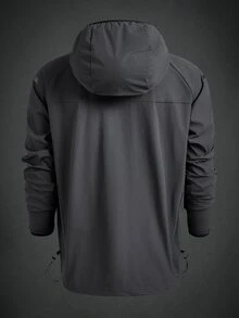 Coreblaze Boyfriend Style Men's Drawstring Hooded Casual Sports Jacket,Gym Clothes Hiking - Dark Grey - View 2