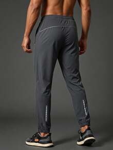 Coreblaze Men's Contrast Color Elastic Waist Casual Loose Versatile Comfortable Sweatpants Sweat Pants, Gym - Dark Grey - View 1