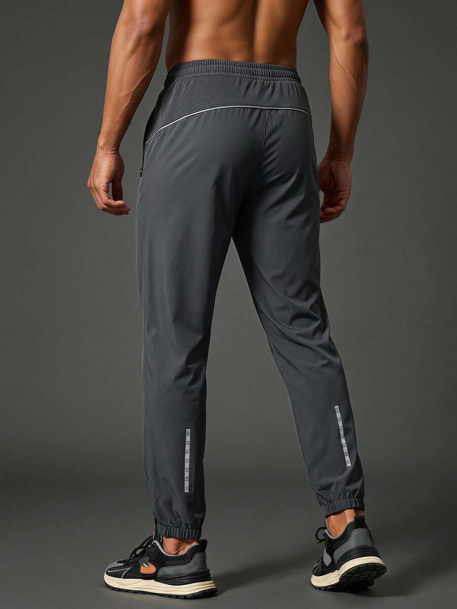 Coreblaze Men's Contrast Color Elastic Waist Casual Loose Versatile Comfortable Sweatpants Sweat Pants, Gym - Dark Grey - View 1