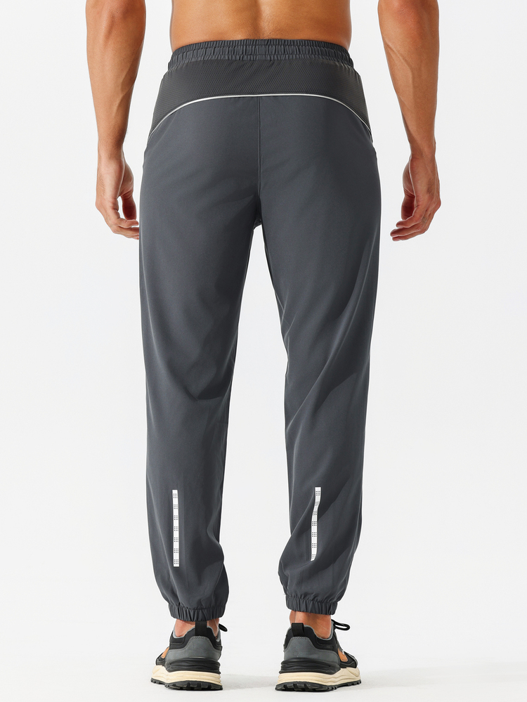 Coreblaze Men's Contrast Color Elastic Waist Casual Loose Versatile Comfortable Sweatpants Sweat Pants, Gym - Dark Grey - View 2